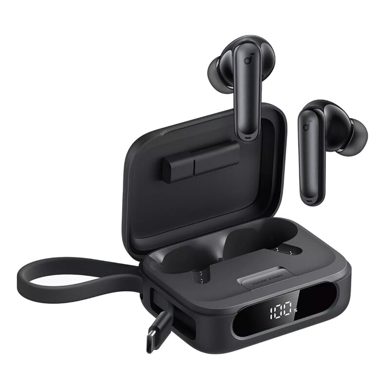 Casti wireless, power bank + adaptor iPhone Anker P41i MFI, negru