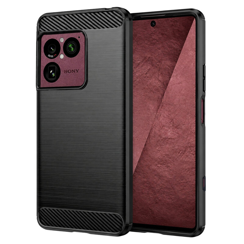 Husa Sony Xperia 1 VIII Techsuit Carbon Silicone, negru