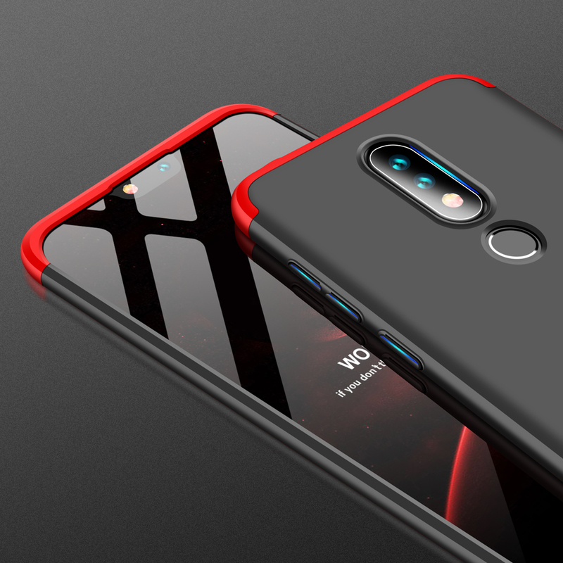 Husa Nokia 6.1 Plus GKK 360 Full Cover Negru-Rosu