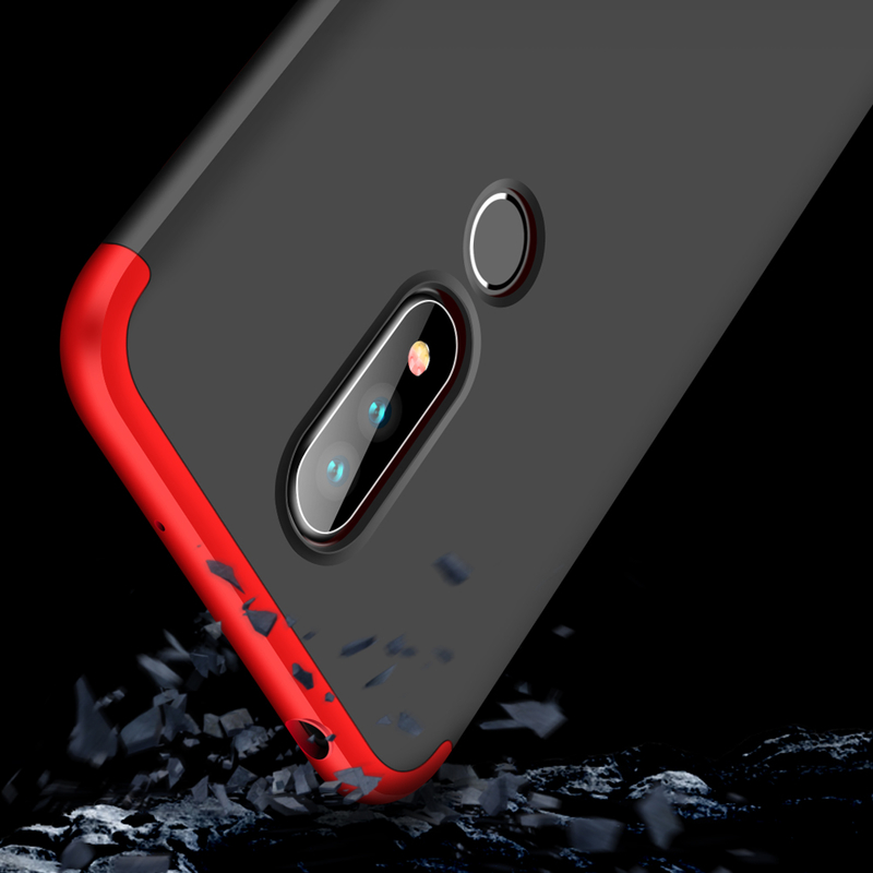Husa Nokia 6.1 Plus GKK 360 Full Cover Negru-Rosu