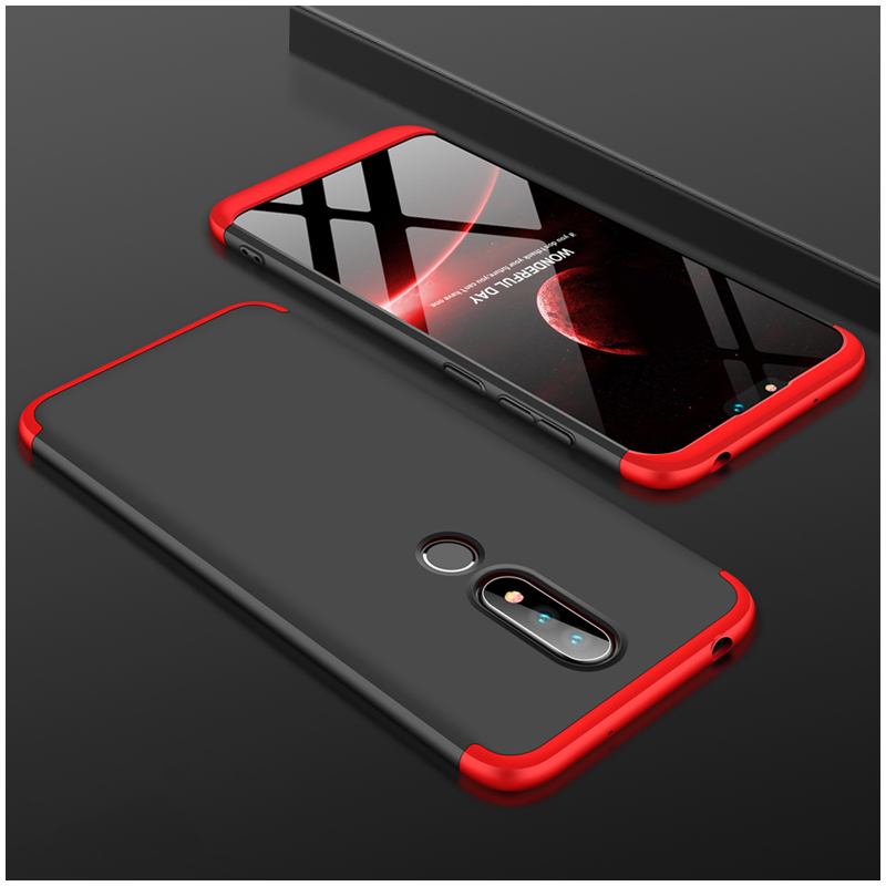 Husa Nokia 6.1 Plus GKK 360 Full Cover Negru-Rosu