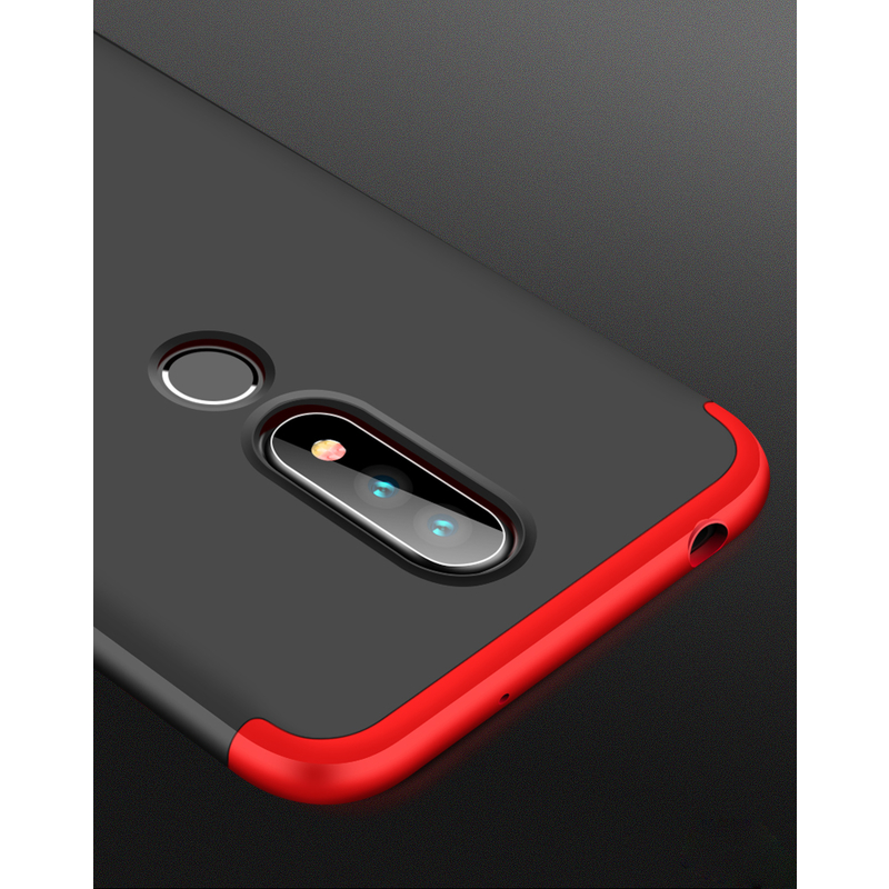Husa Nokia 6.1 Plus GKK 360 Full Cover Negru-Rosu