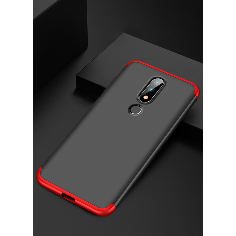 Husa Nokia 6.1 Plus GKK 360 Full Cover Negru-Rosu