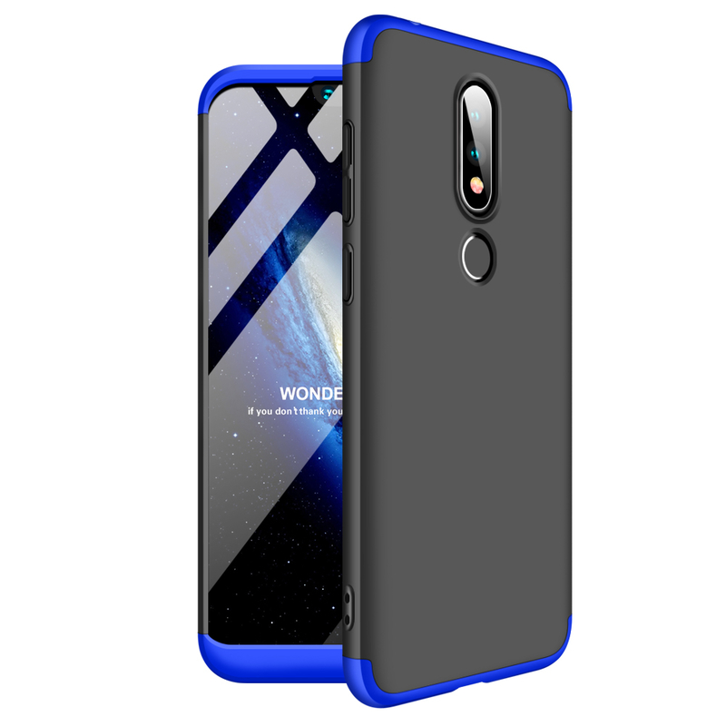 Husa Nokia X6 2018 GKK 360 Full Cover Negru-Albastru