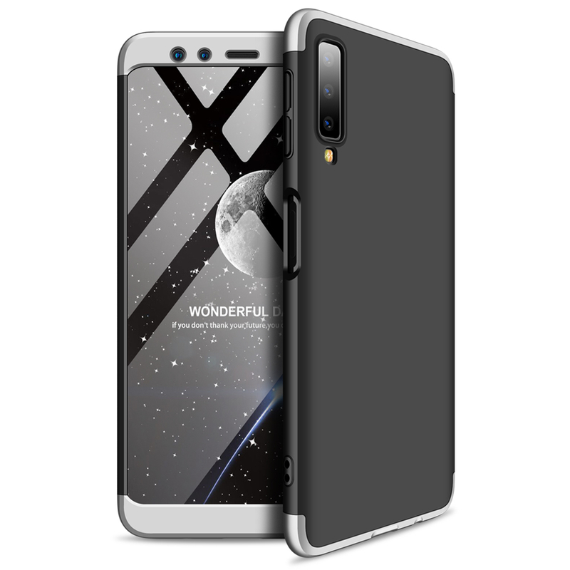 Husa Samsung Galaxy A7 2018 GKK 360 Full Cover Negru-Argintiu