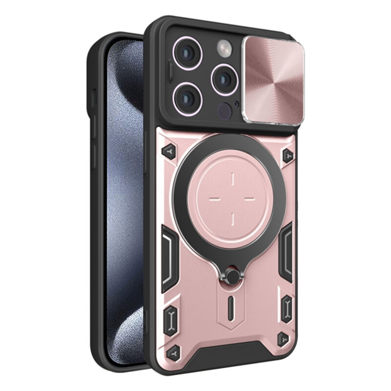 Husa iPhone 15 Pro Techsuit CamGuard Pro, roz auriu