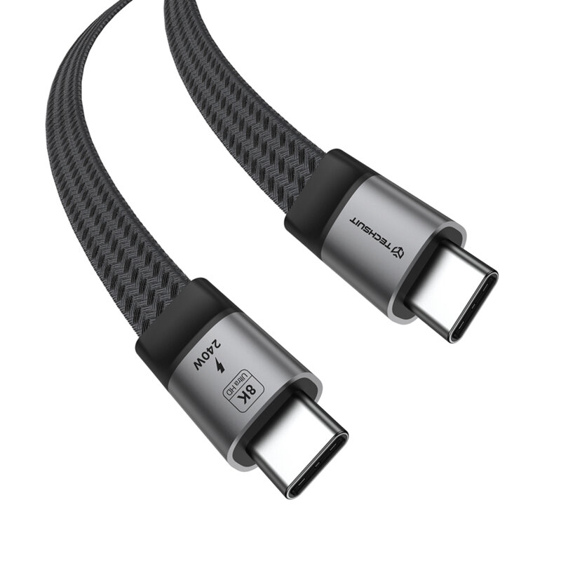 Cablu date 240W, Type-C 8K, 40Gbps Techsuit ElysiumSync Pro, 1m, gri