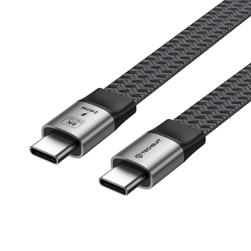 Cablu date 240W, Type-C 8K, 40Gbps Techsuit ElysiumSync Pro, 1m, gri