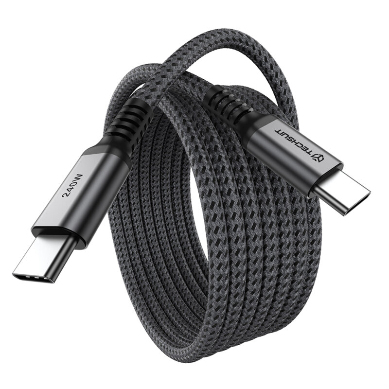 Cablu de date Type-C PD240W Techsuit TitanSync Pro CX2, 1m, gri