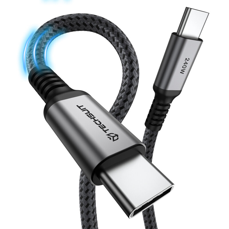 Cablu de date Type-C PD240W Techsuit TitanSync Pro CX2, 1m, gri
