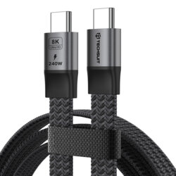 Cablu date 240W, Type-C 8K, 40Gbps Techsuit ElysiumSync Pro, 1m, gri