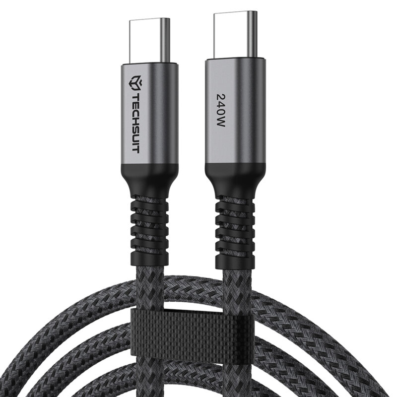 Cablu de date Type-C PD240W Techsuit TitanSync Pro CX2, 1m, gri