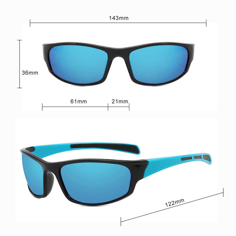Ochelari de soare rectangulari sport Techsuit 9937, albastru, galben