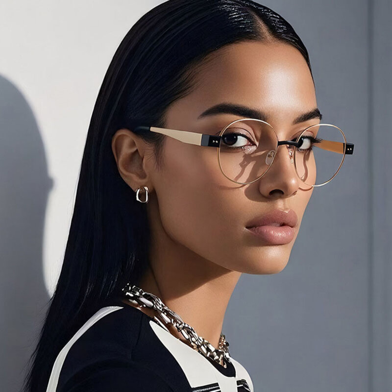 Ochelari rotunzi de dama, filtru lumina Techsuit, auriu/gri, 3175