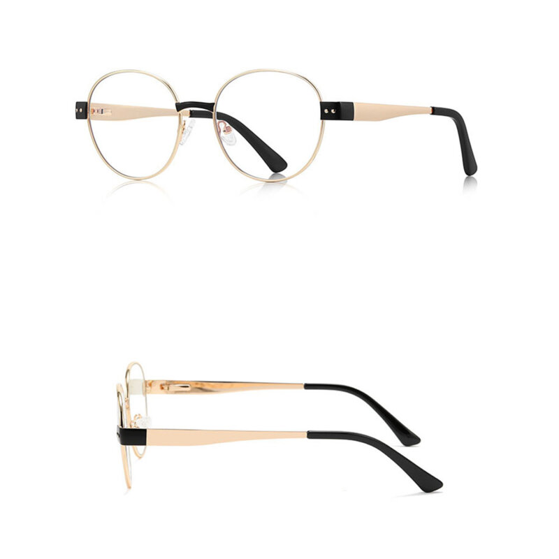 Ochelari rotunzi de dama, filtru lumina Techsuit, auriu/negru, 3175