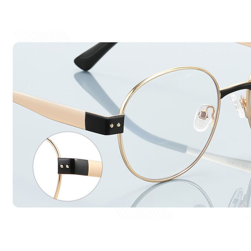 Ochelari rotunzi de dama, filtru lumina Techsuit, auriu/negru, 3175