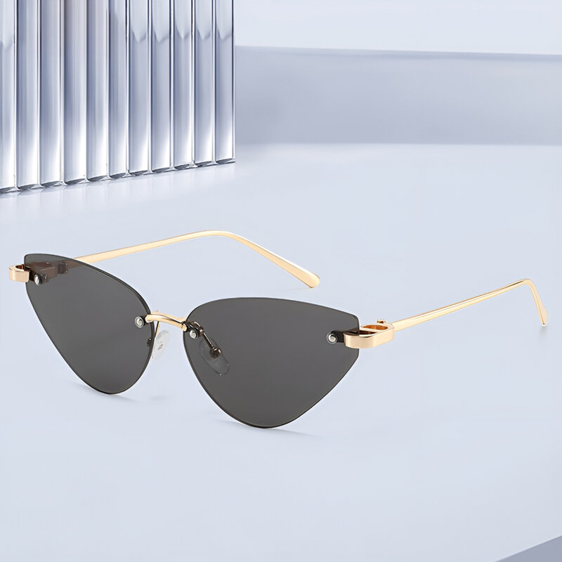 Ochelari de soare cat eye fara rama Techsuit S099, tea