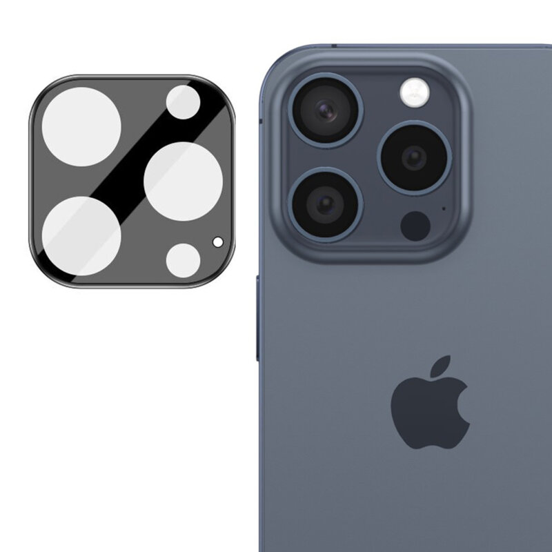 Folie camera iPhone 15 Pro Techsuit Full Glass, negru