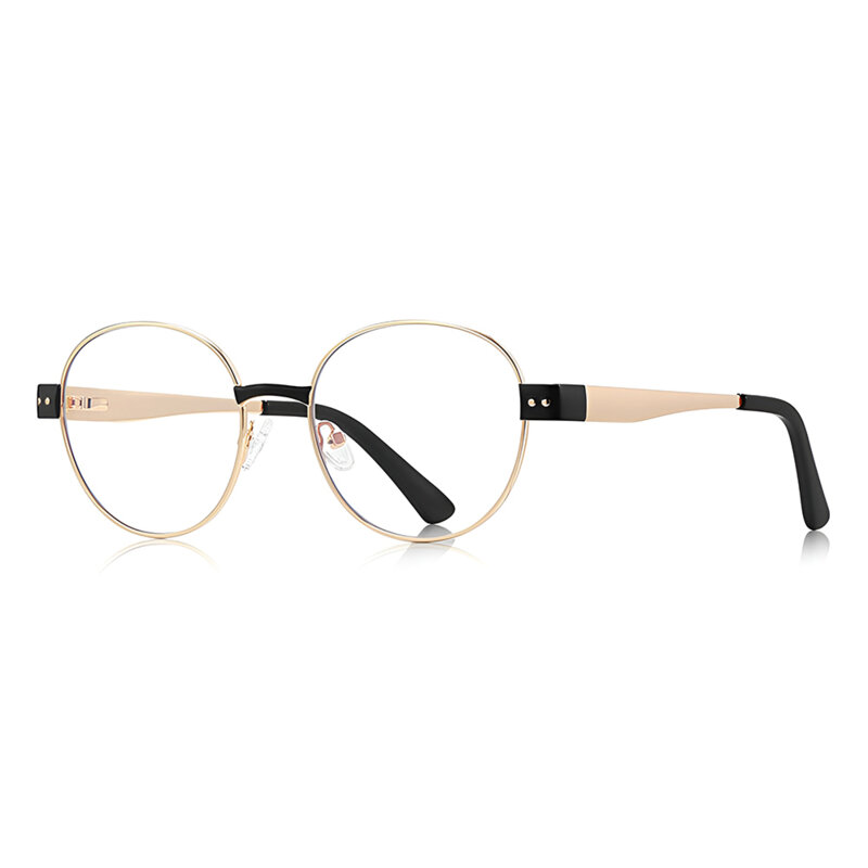 Ochelari rotunzi de dama, filtru lumina Techsuit, auriu/negru, 3175