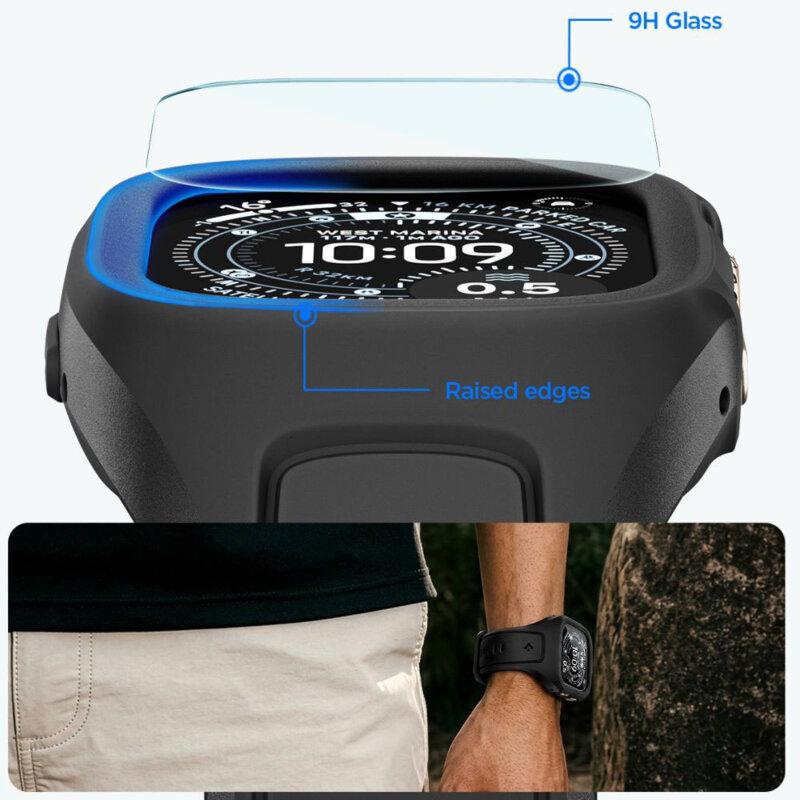[Pachet husa + curea + folie] Apple Watch Ultra Spigen Liquid Air Pro, negru