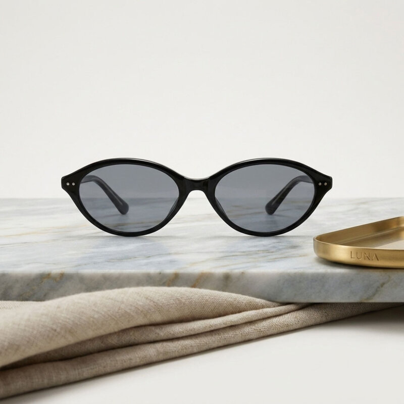 Ochelari de soare ovali, retro-moderni Techsuit 99034, negru