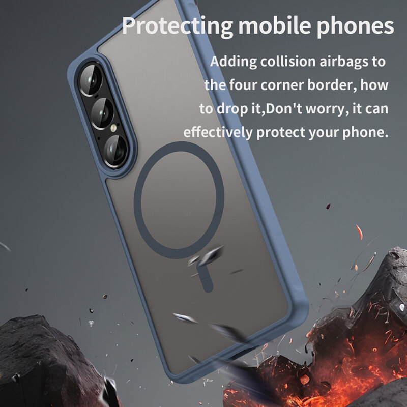 Husa Sony Xperia 1 VIII Techsuit HaloFrost II MagSafe, bleumarin