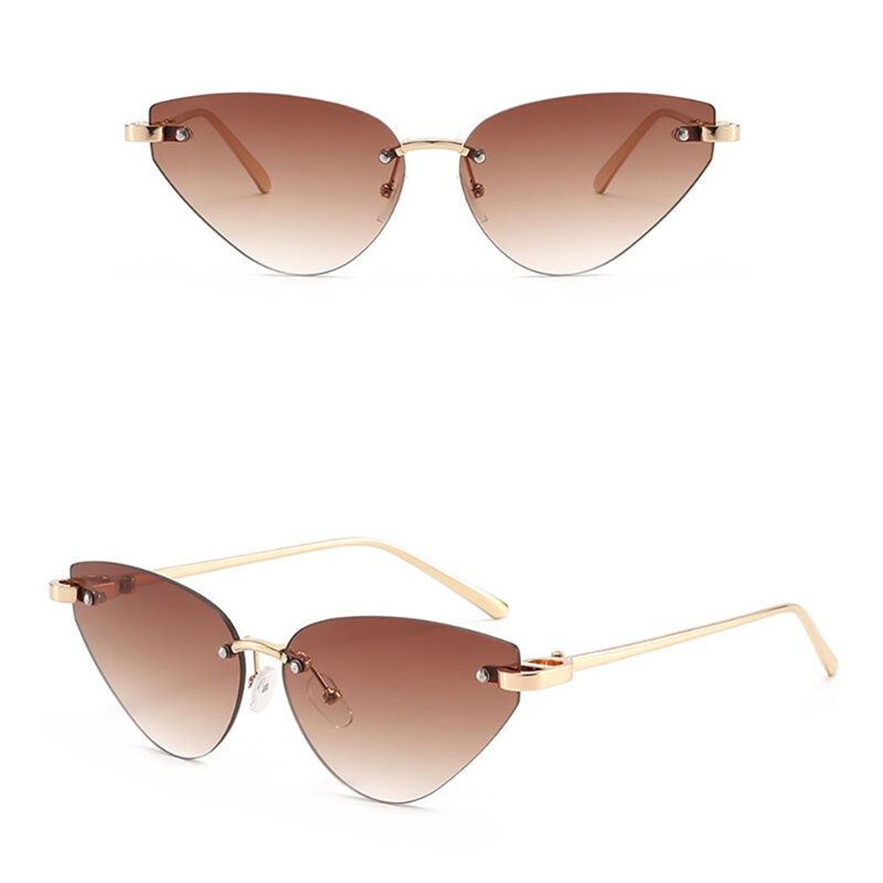 Ochelari de soare cat eye fara rama Techsuit S099, tea