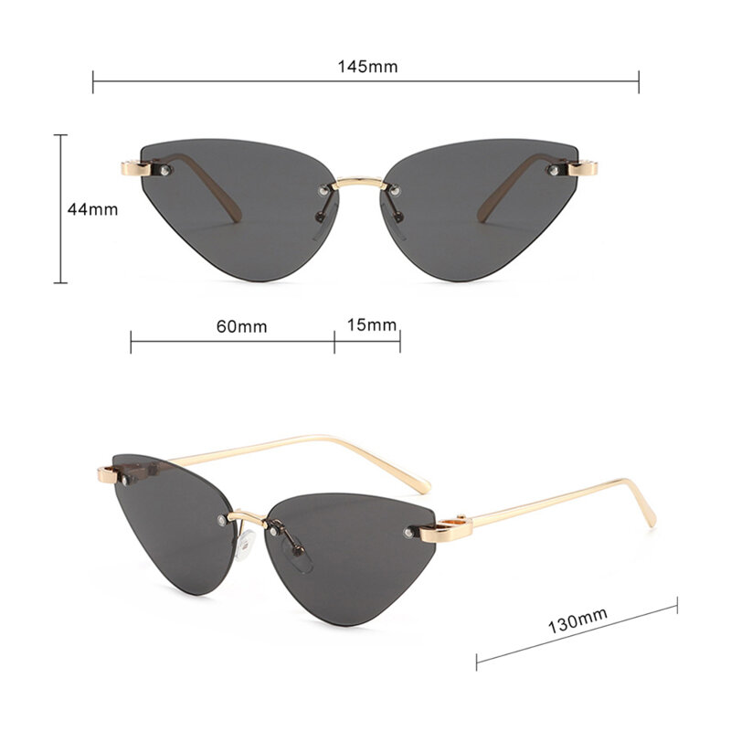 Ochelari de soare cat eye fara rama Techsuit S099, tea