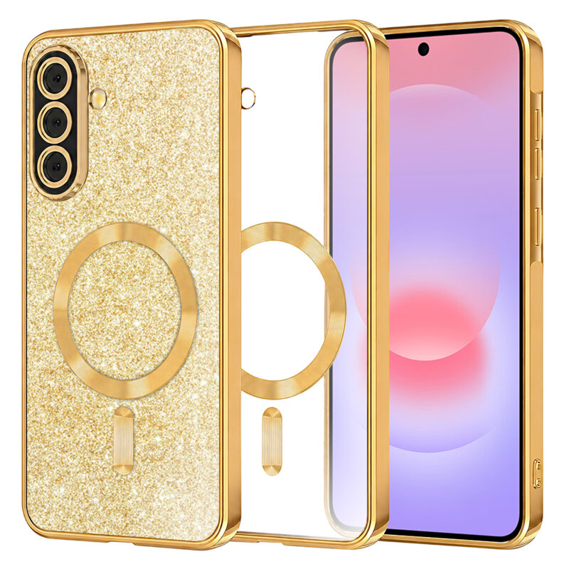 Husa premium Samsung Galaxy A37 5G Techsuit Luxury Glitter MagSafe, auriu