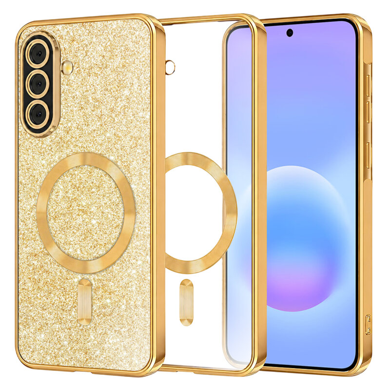 Husa premium Samsung Galaxy A57 5G Techsuit Luxury Glitter MagSafe, auriu
