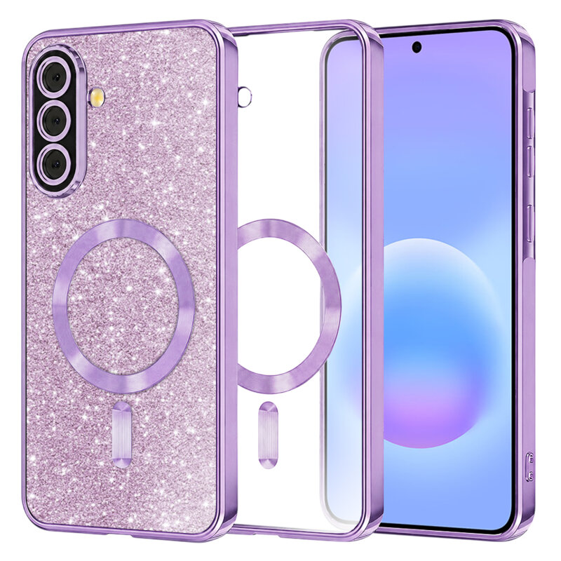 Husa premium Samsung Galaxy A57 5G Techsuit Luxury Glitter MagSafe, mov deschis