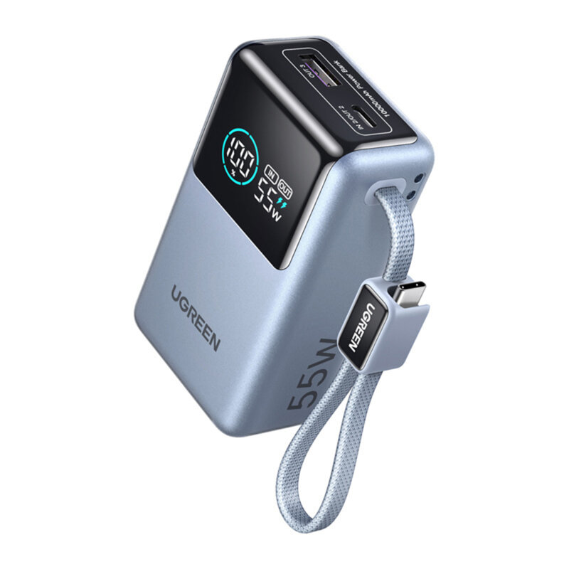Baterie externa USB, Type-C 10000mAh Ugreen, 55W, gri, 75701B