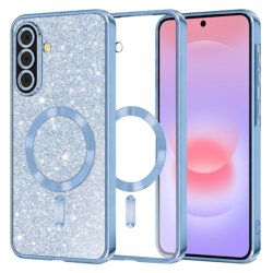 Husa premium Samsung Galaxy A37 5G Techsuit Luxury Glitter MagSafe, bleu