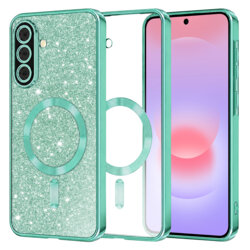 Husa premium Samsung Galaxy A37 5G Techsuit Luxury Glitter MagSafe, verde deschis