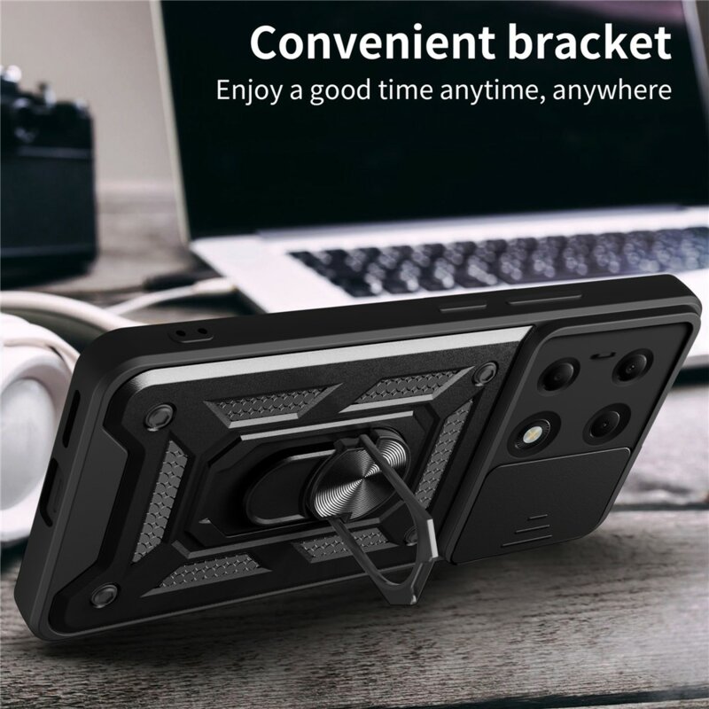 Husa Xiaomi Poco M6 Pro 4G protectie camera Techsuit CamShield Series, negru