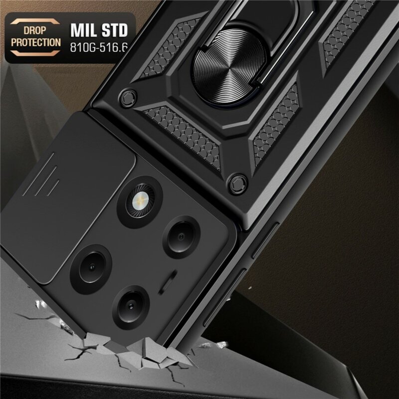 Husa Xiaomi Poco M6 Pro 4G protectie camera Techsuit CamShield Series, negru