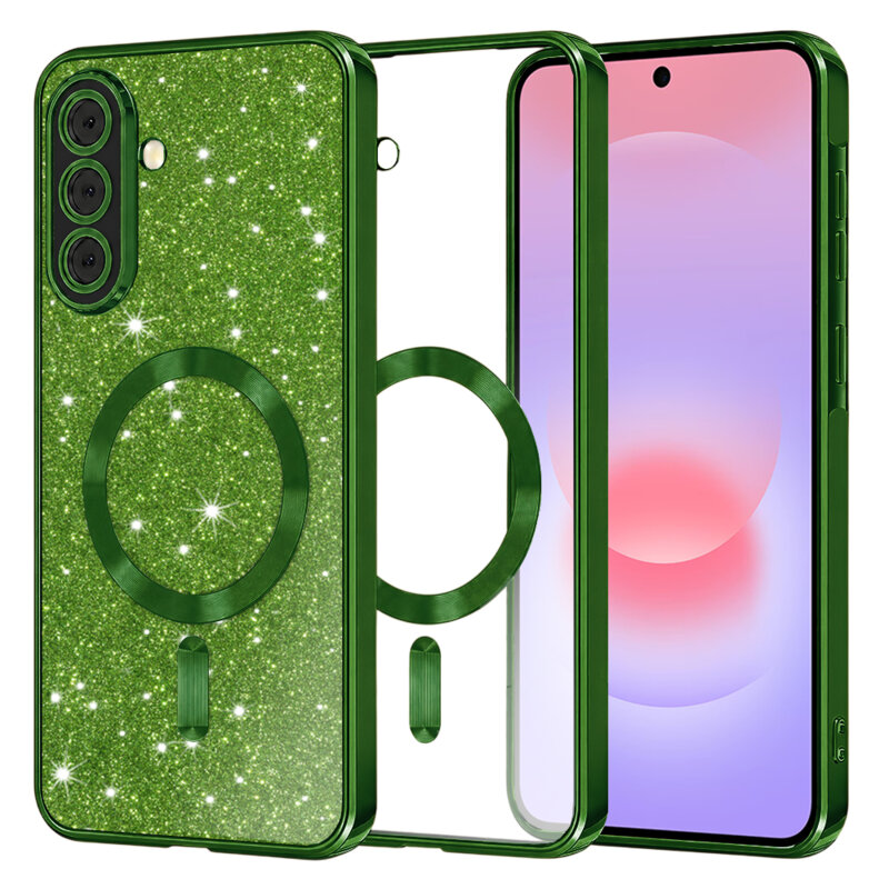 Husa premium Samsung Galaxy A37 5G Techsuit Luxury Glitter MagSafe, verde