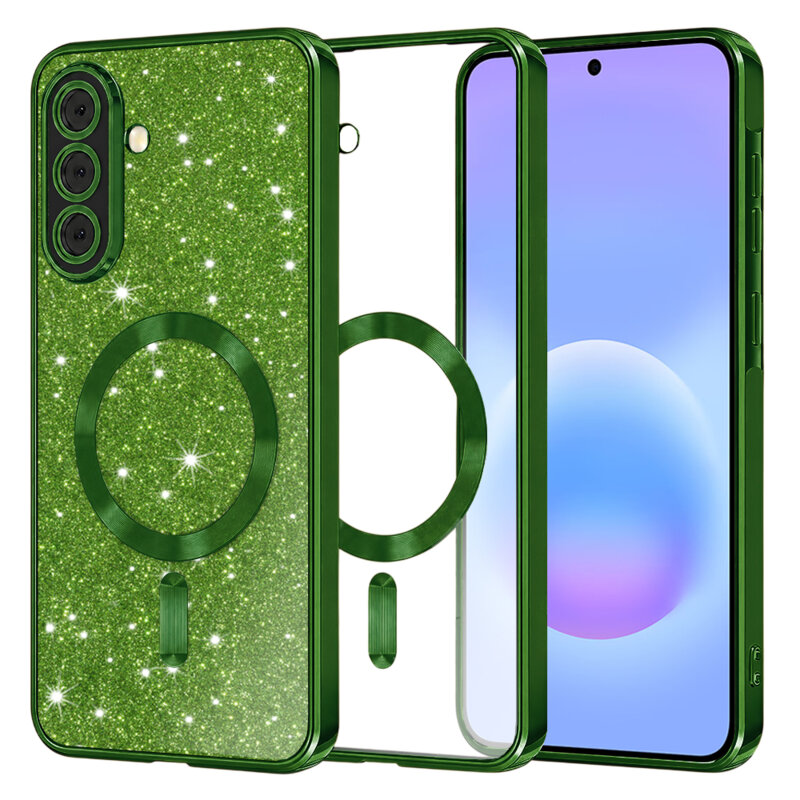 Husa premium Samsung Galaxy A57 5G Techsuit Luxury Glitter MagSafe, verde