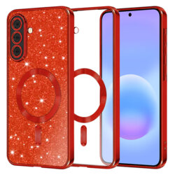 Husa premium Samsung Galaxy A57 5G Techsuit Luxury Glitter MagSafe, rosu