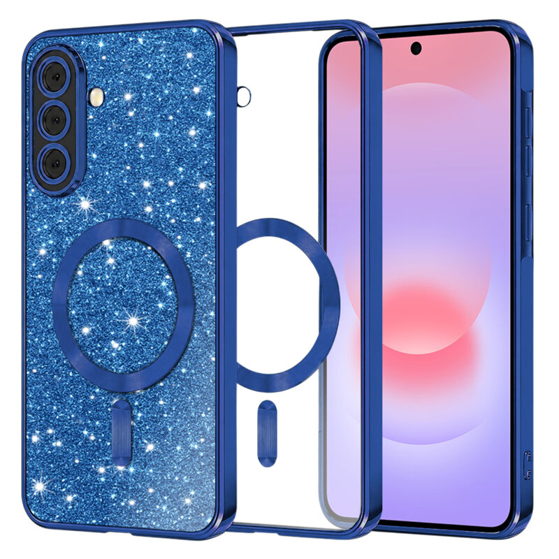 Husa premium Samsung Galaxy A37 5G Techsuit Luxury Glitter MagSafe, albastru