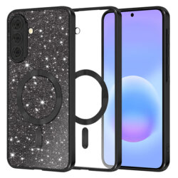 Husa premium Samsung Galaxy A57 5G Techsuit Luxury Glitter MagSafe, negru