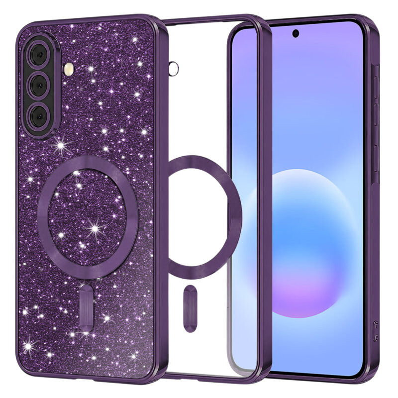 Husa premium Samsung Galaxy A57 5G Techsuit Luxury Glitter MagSafe, mov