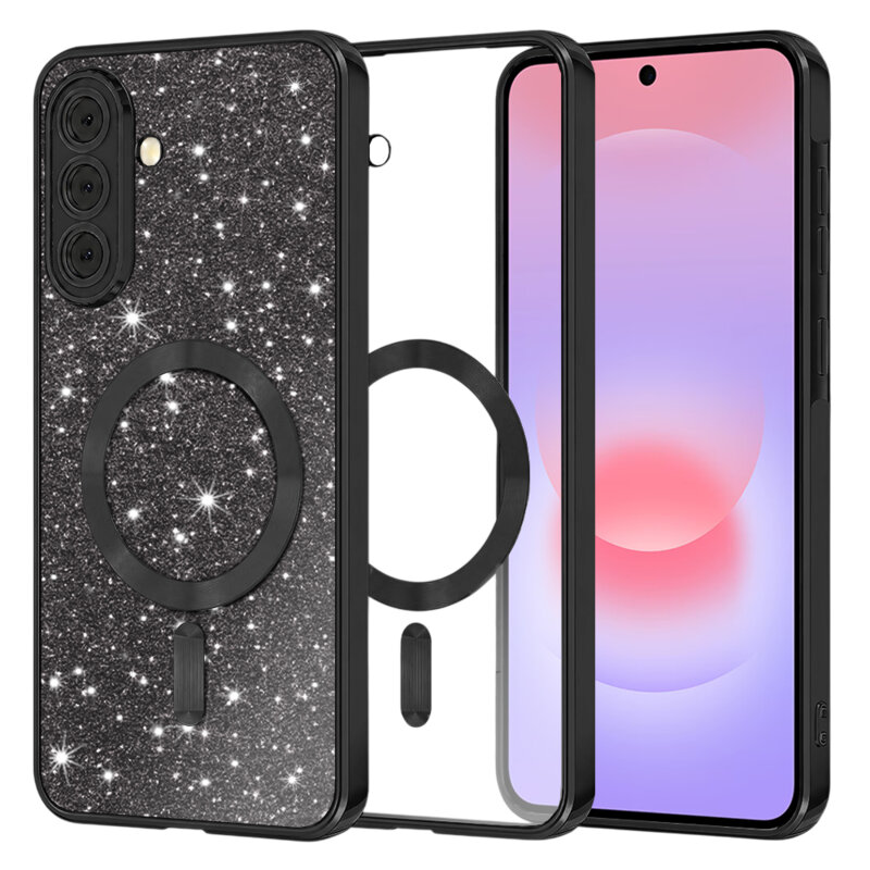 Husa premium Samsung Galaxy A37 5G Techsuit Luxury Glitter MagSafe, negru
