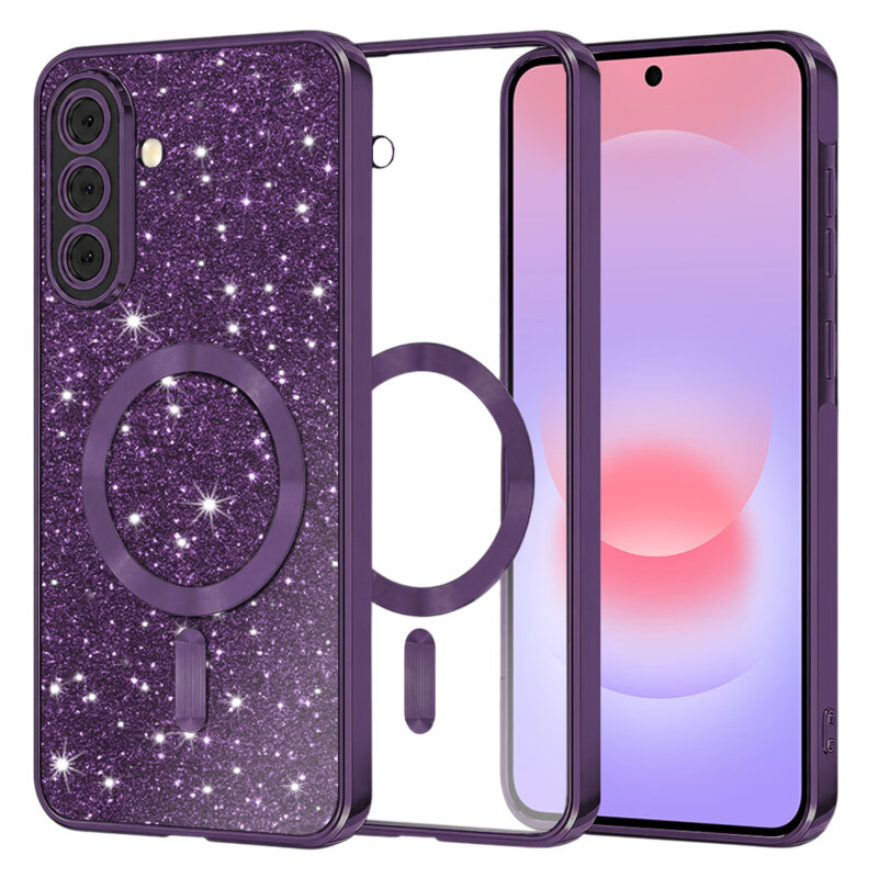 Husa premium Samsung Galaxy A37 5G Techsuit Luxury Glitter MagSafe, mov