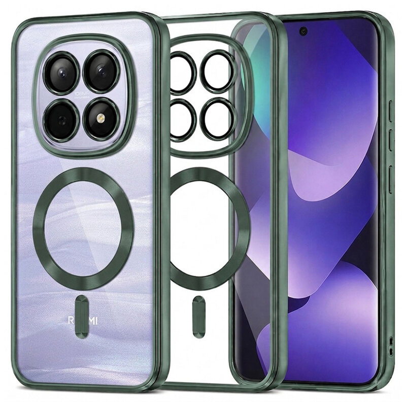 Husa premium Xiaomi Redmi Note 15 4G Techsuit Luxury Crystal MagSafe, verde inchis