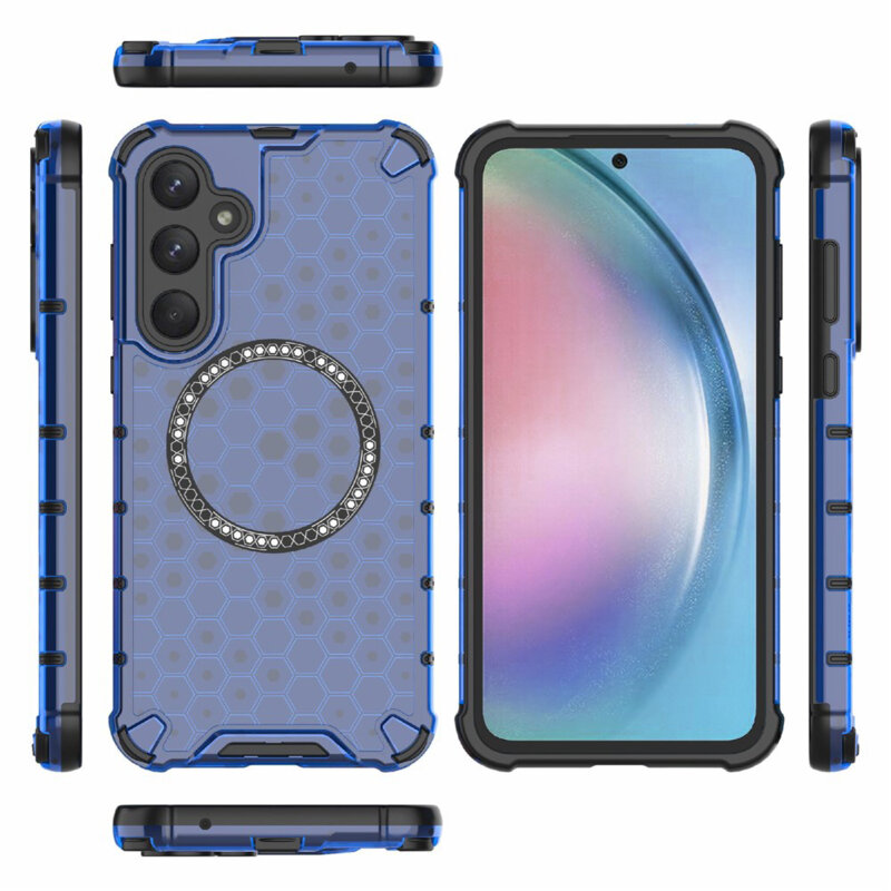 Husa transparenta Samsung Galaxy A26 5G Techsuit HoneyComb Shield MagSafe, albastru