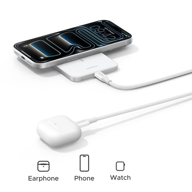Power bank wireless MagSafe, 5000mAh Ugreen, 15W, alb, 95931B