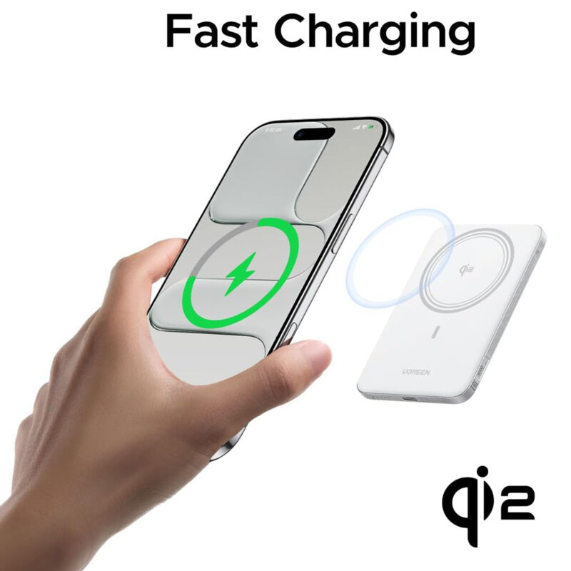 Power bank wireless MagSafe, 5000mAh Ugreen, 15W, alb, 95931B