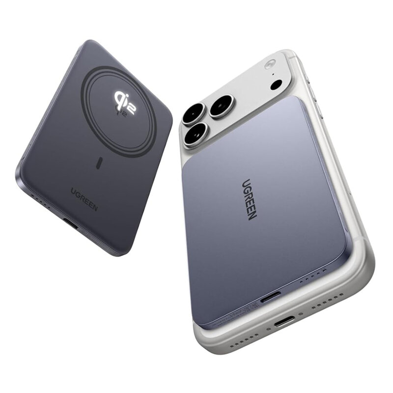 Power bank wireless MagSafe, 5000mAh Ugreen, 15W, gri, 75984B