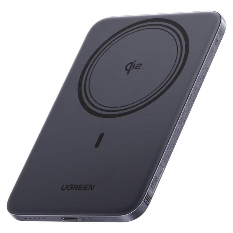 Power bank wireless MagSafe, 5000mAh Ugreen, 15W, gri, 75984B